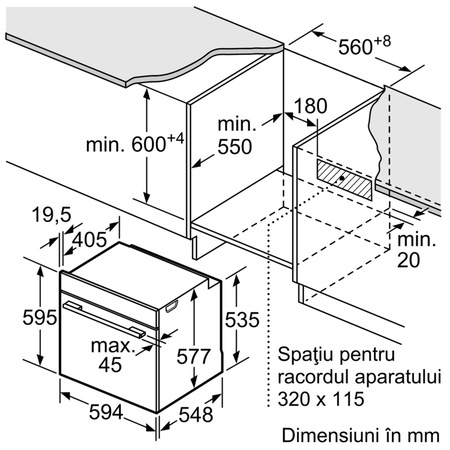 Cuptor incorporabil Bosch HRG6769S6, Electric, Multifunctional, 71 l, Autocuratare pirolitica, Functie Abur, Home Connect, Convectie 4D, Touch control, Display TFT, Clasa A, Inox