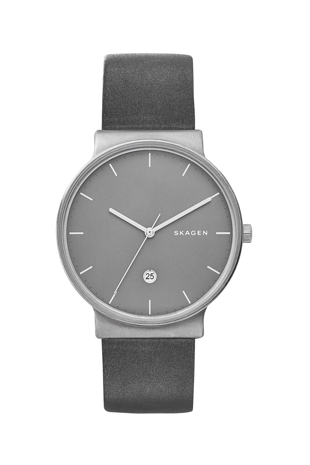 Skagen, Ceas cu o curea de piele Ancher, Gri inchis
