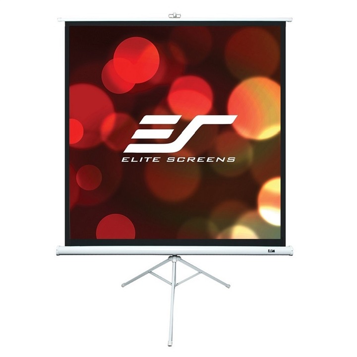 Проекторен екран 113" Elite Screens Tripod T113NWS1, 203.2 х 203.2 cm, 1:1, Бял