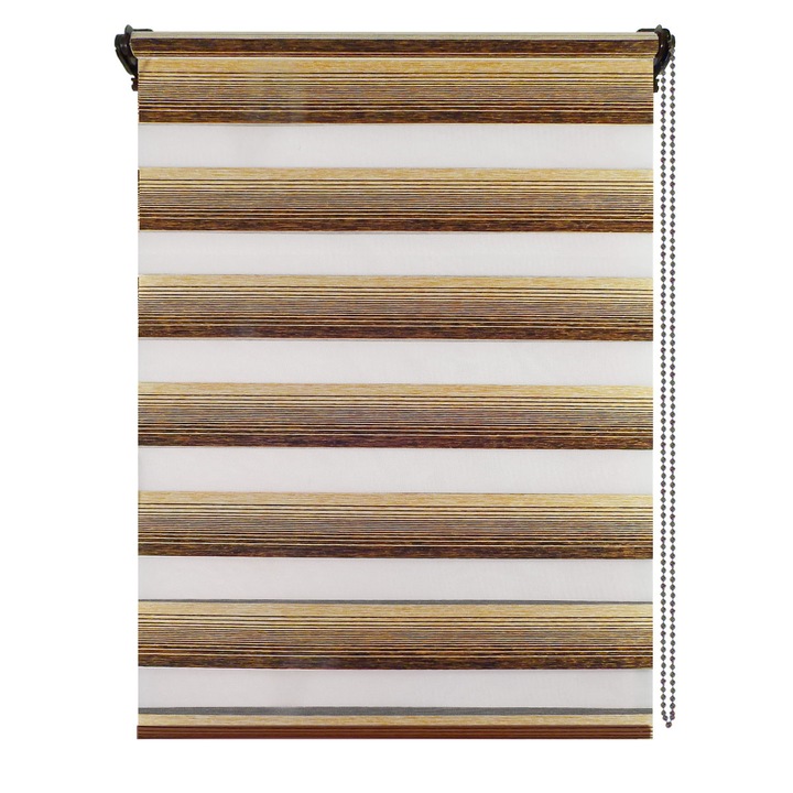 Jaluzea tip roleta zebra-rulou textil Day&Night, Elegance T110, cote panza 41x120 cm, cote finale 45x120 cm, accesorii maro.
