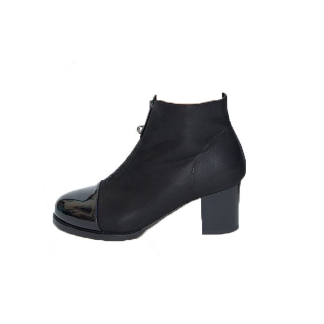 Botine scurte cu toc mediu, D&J Exclusive, Negru