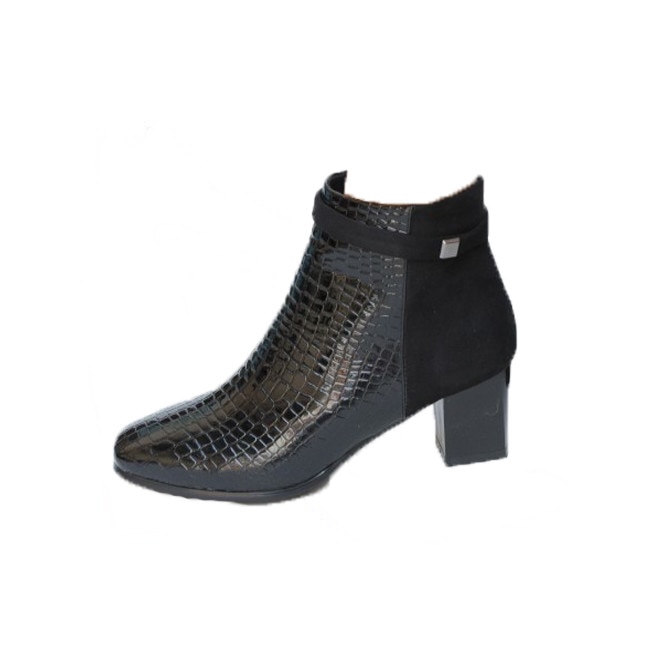 Botine cu toc patrat, D&J Exclusive, Negru