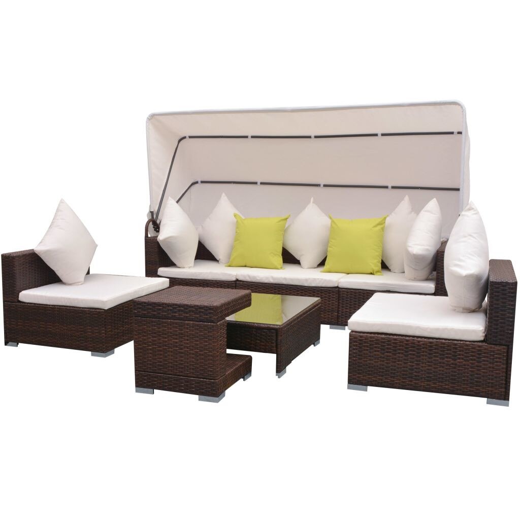 Set Mobila gradina 23 piese, vidaXL, Poliratan, Maro