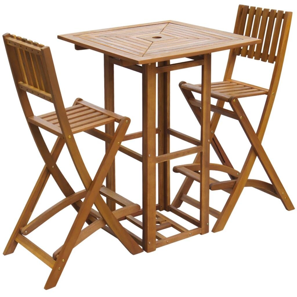 Set Mobila gradina 3 piese, vidaXL, Acacia wood, Maro