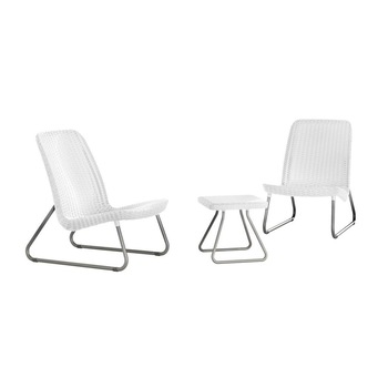 Set Set mobilier 3 piese, Keter, Plastic, Alb Set Set mobilier 3 piese, Keter, Plastic, Alb