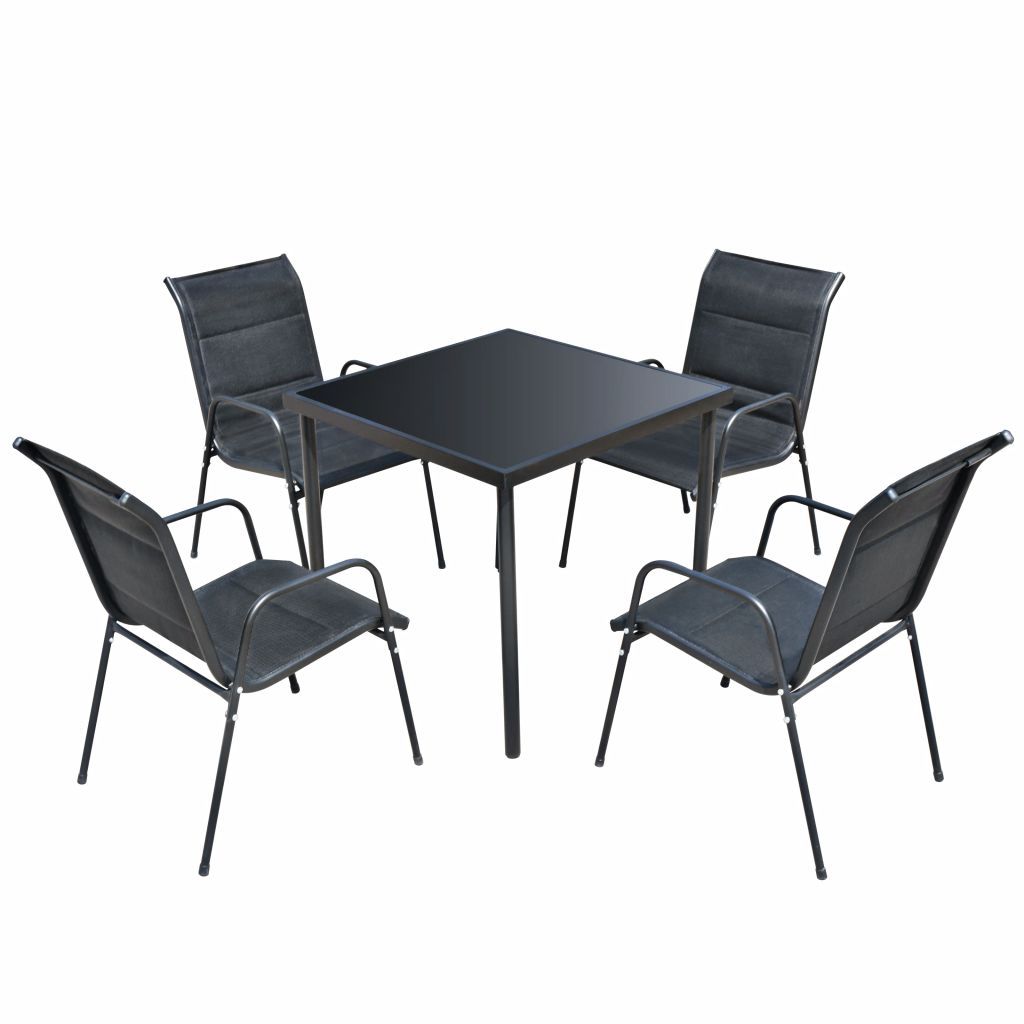 Set Mobila gradina 5 piese, vidaXL, Sticla, Negru