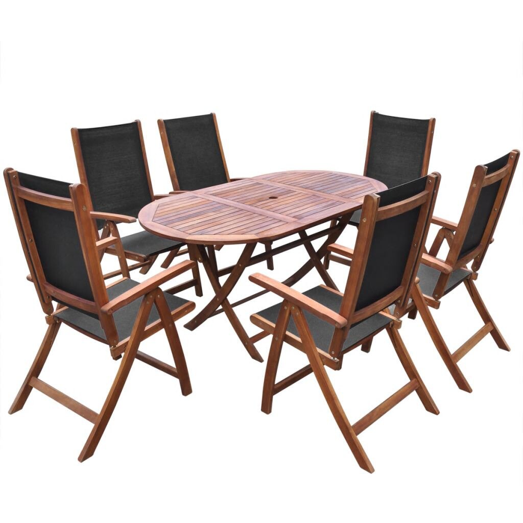 Set Mobila gradina 7 piese, vidaXL, Acacia wood, Maro