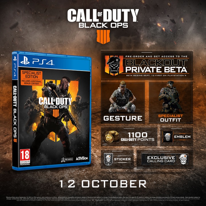 Joc Call Of Duty Black Ops 4 SPECIALIST edition pentru PlayStation 4