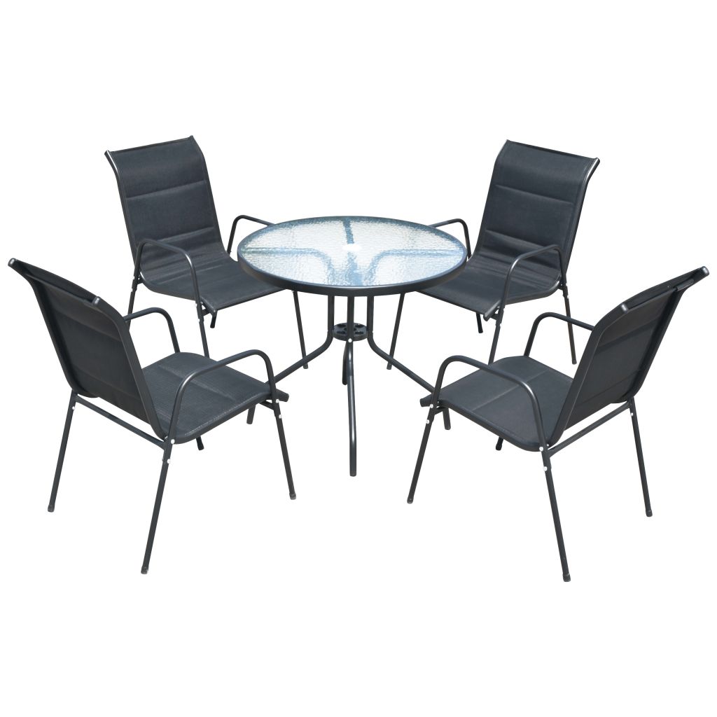 Set Mobila gradina 5 piese, vidaXL, Tesatura, Negru