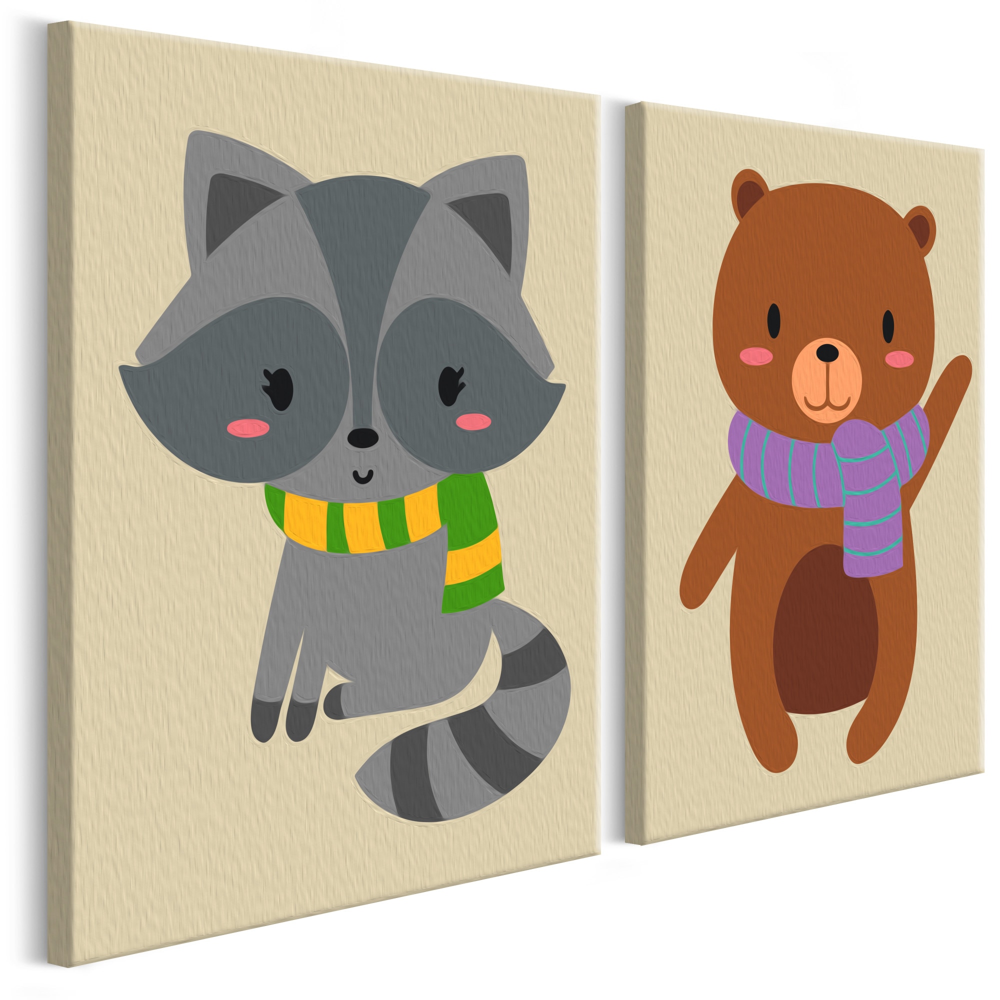Pictura pe numere pentru copii - Raccoon & Bear - 33x23cm