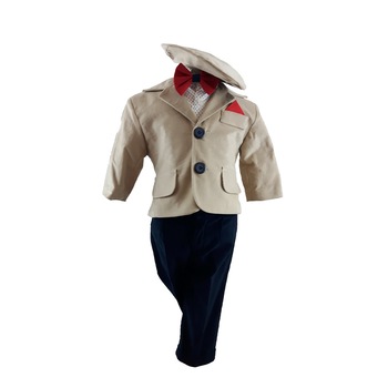 Costum raiat crem din 5 piese pentru botez 3-6 luni Costum raiat crem din 5 piese pentru botez 3-6 luni