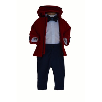 Costumas botez Red Jacket, Darline, 6 piese Costumas botez Red Jacket, Darline, 6 piese