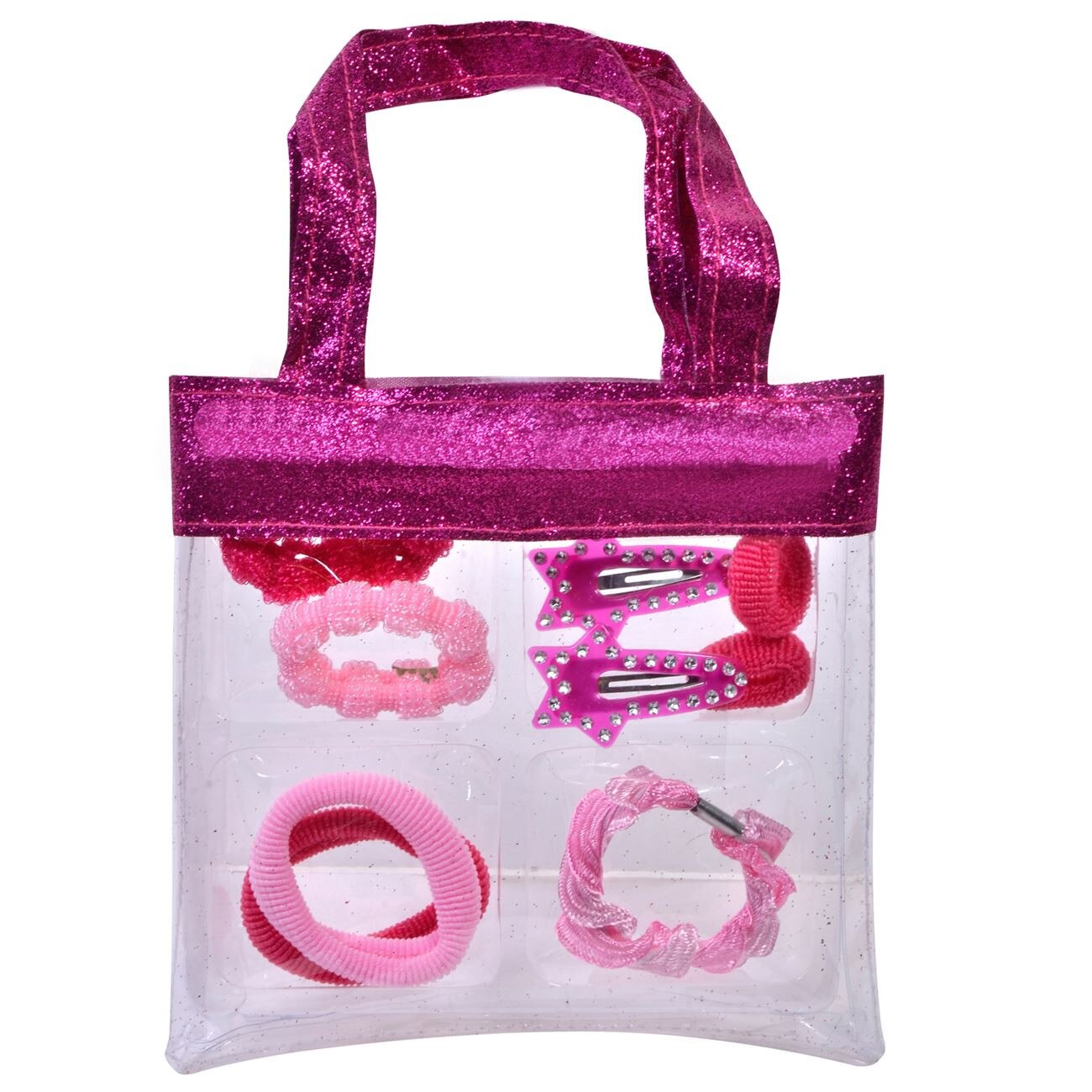 Accesorii de par cu agrafe pentru fetite in geanta roz ,9 piese ATS