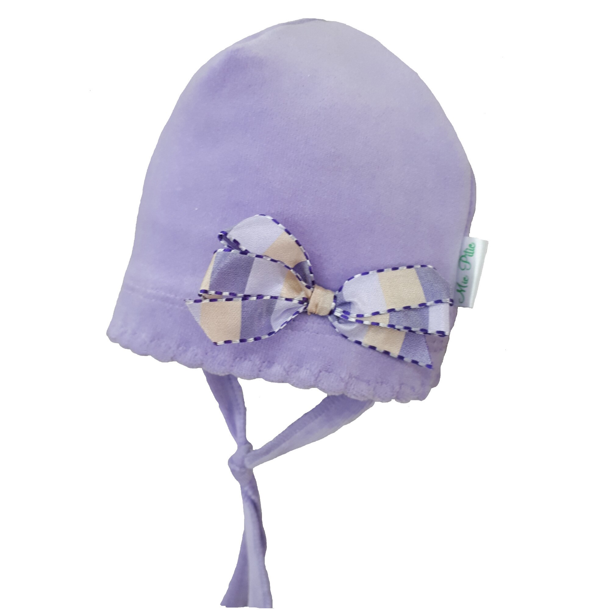 Caciula Mic Pitic C138NN din catifea cu fundita lila, lila, 38 cm