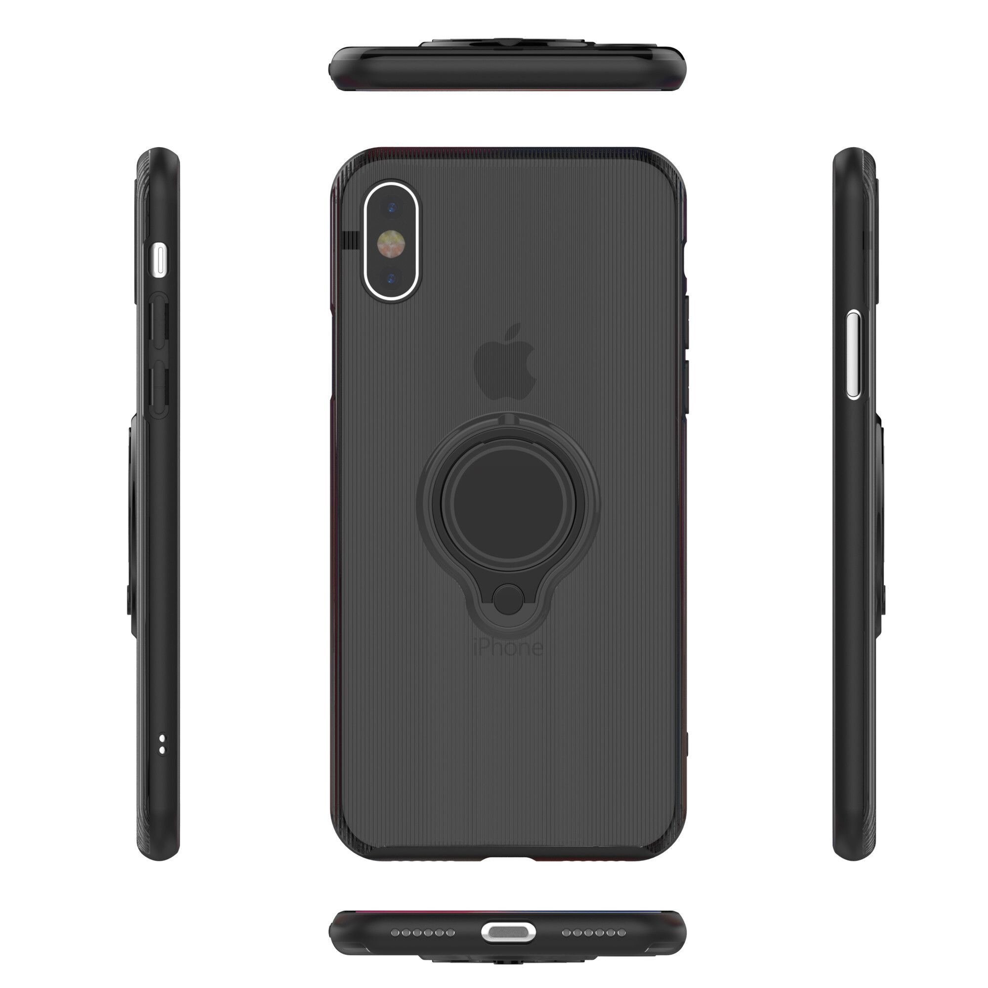 Husa Apple iPhone X Deluxe Flippy Armor Ring cu inel magnetic Negru