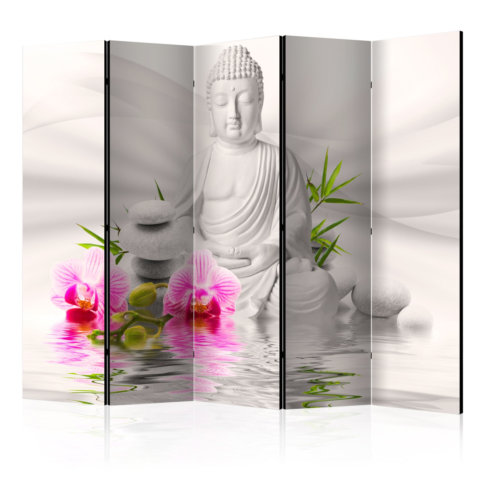 Paravan din 5 parti - Buddha and Orchids II - 225x172cm