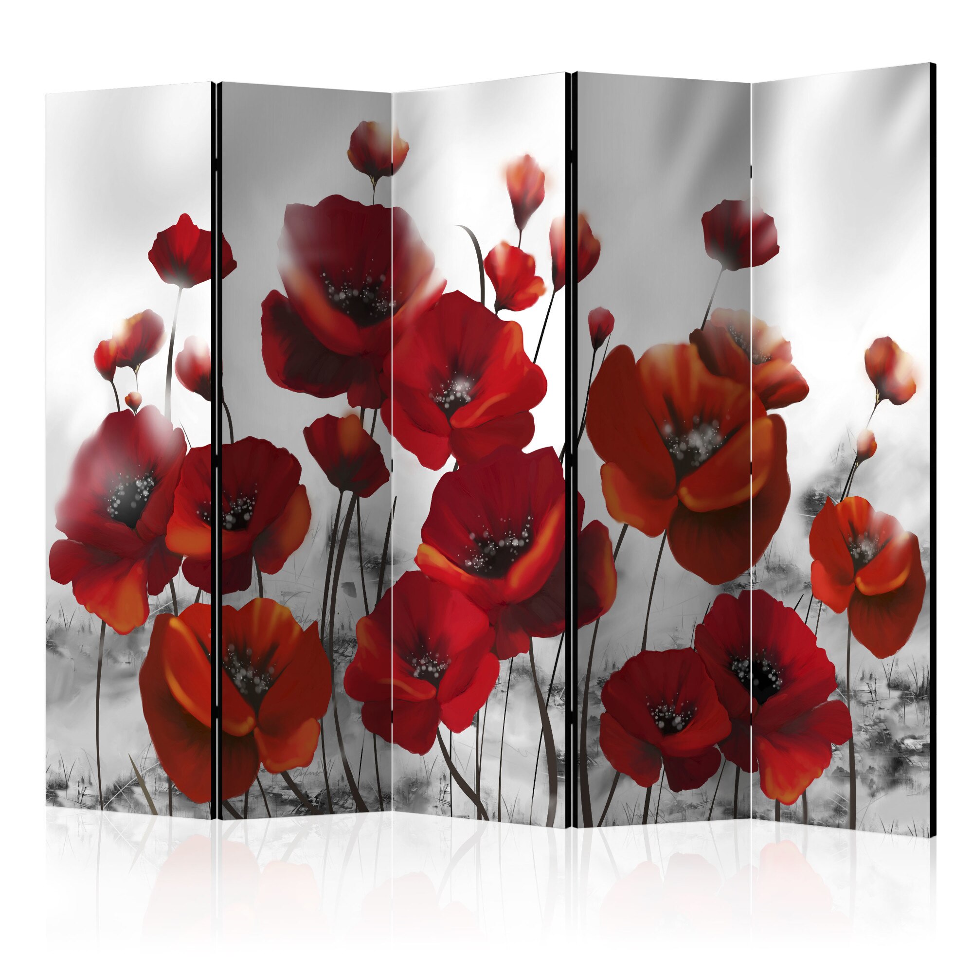 Paravan din 5 parti - Poppies in the Moonlight II - 225x172cm