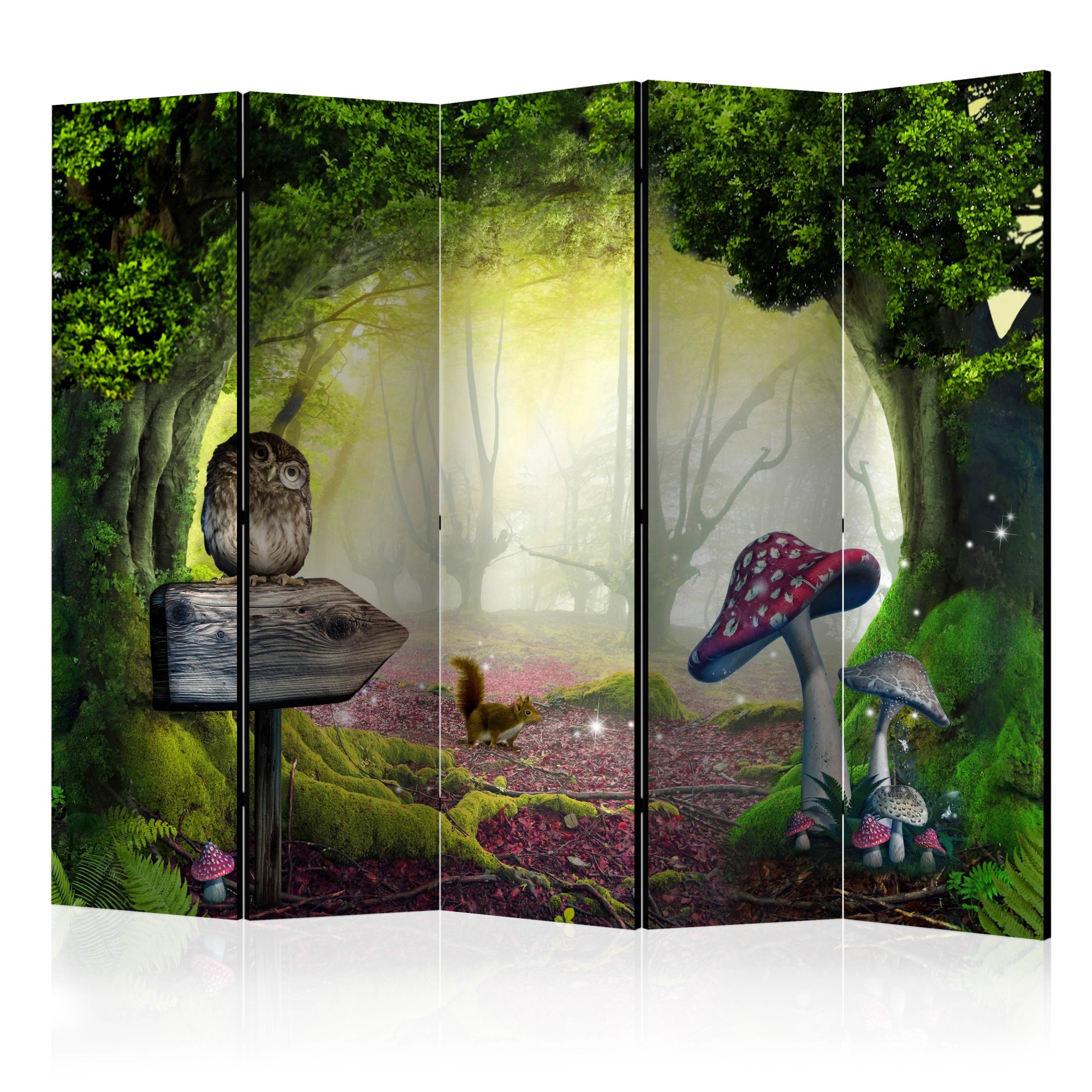 Paravan din 5 parti - Owlish Corner II - 225x172cm