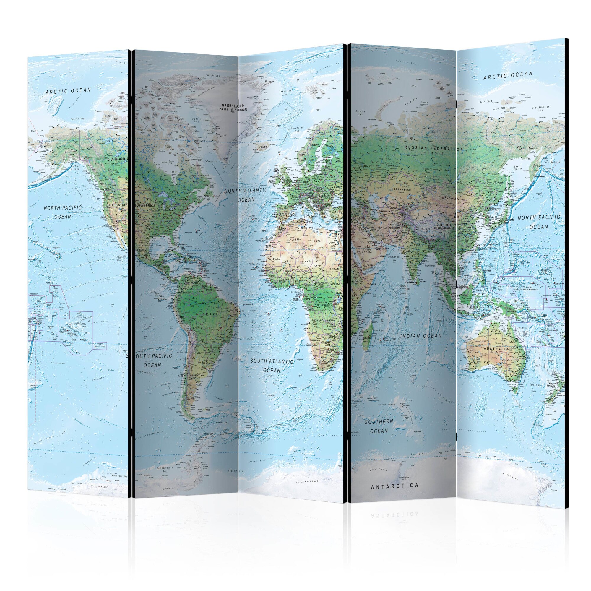 Paravan din 5 parti - World Map - 225x172cm