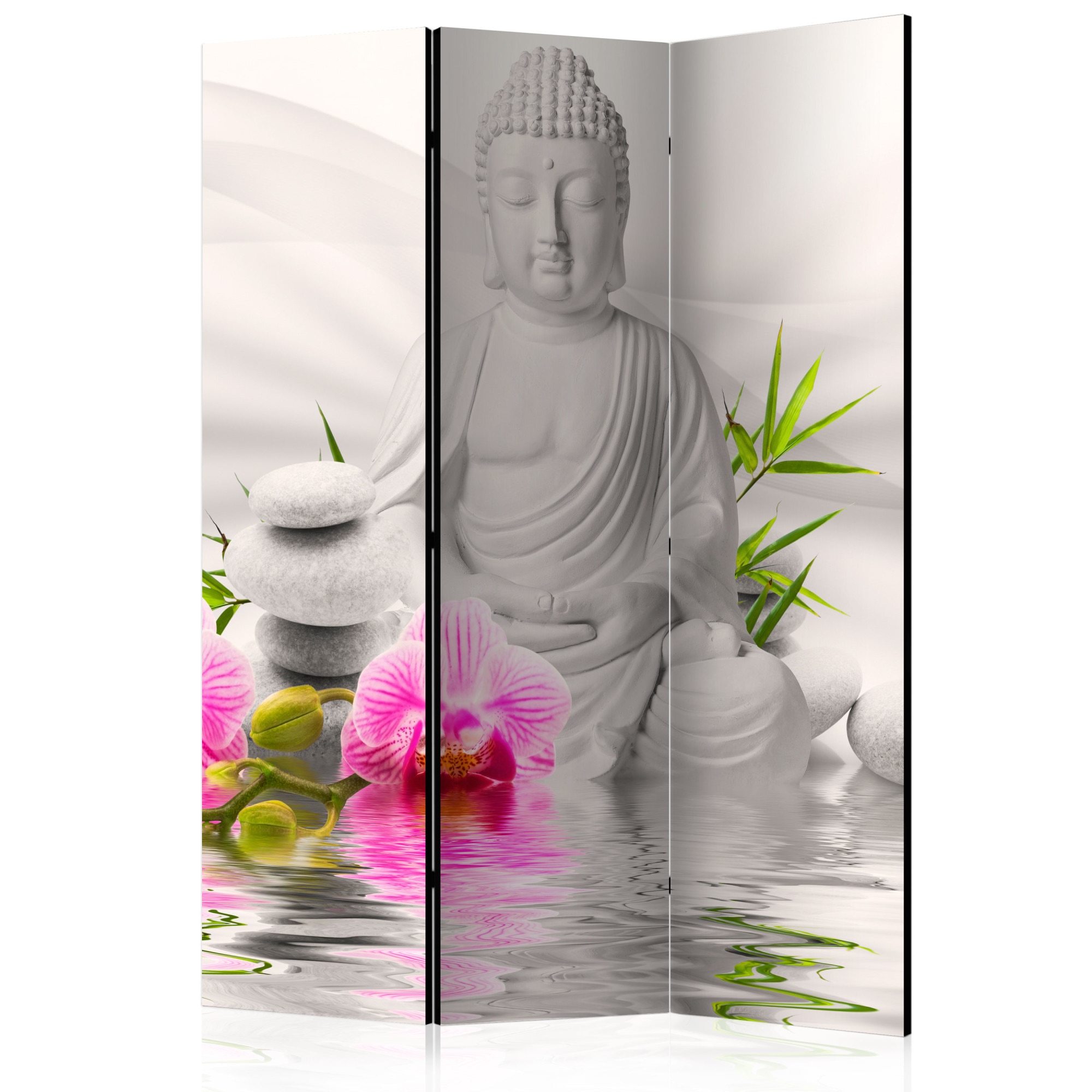 Paravan din 3 parti - Buddha and Orchids - 135x172cm