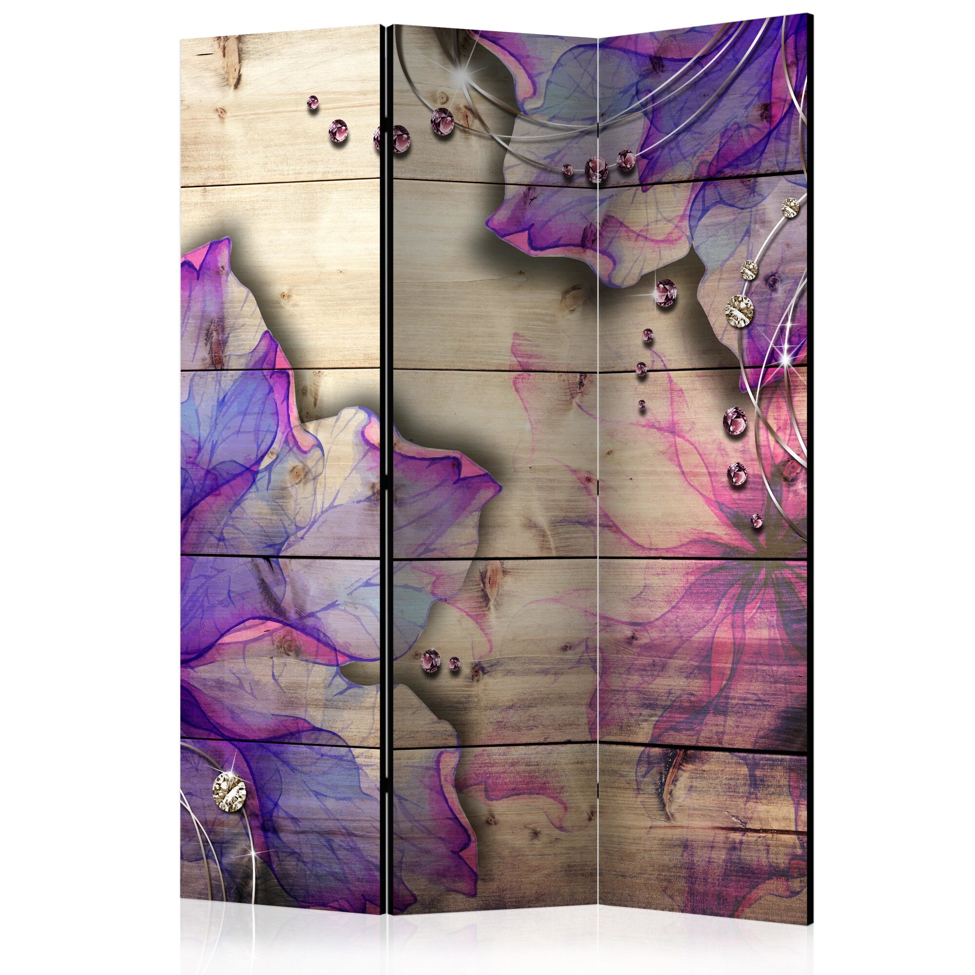 Paravan din 3 parti - Purple Memory - 135x172cm