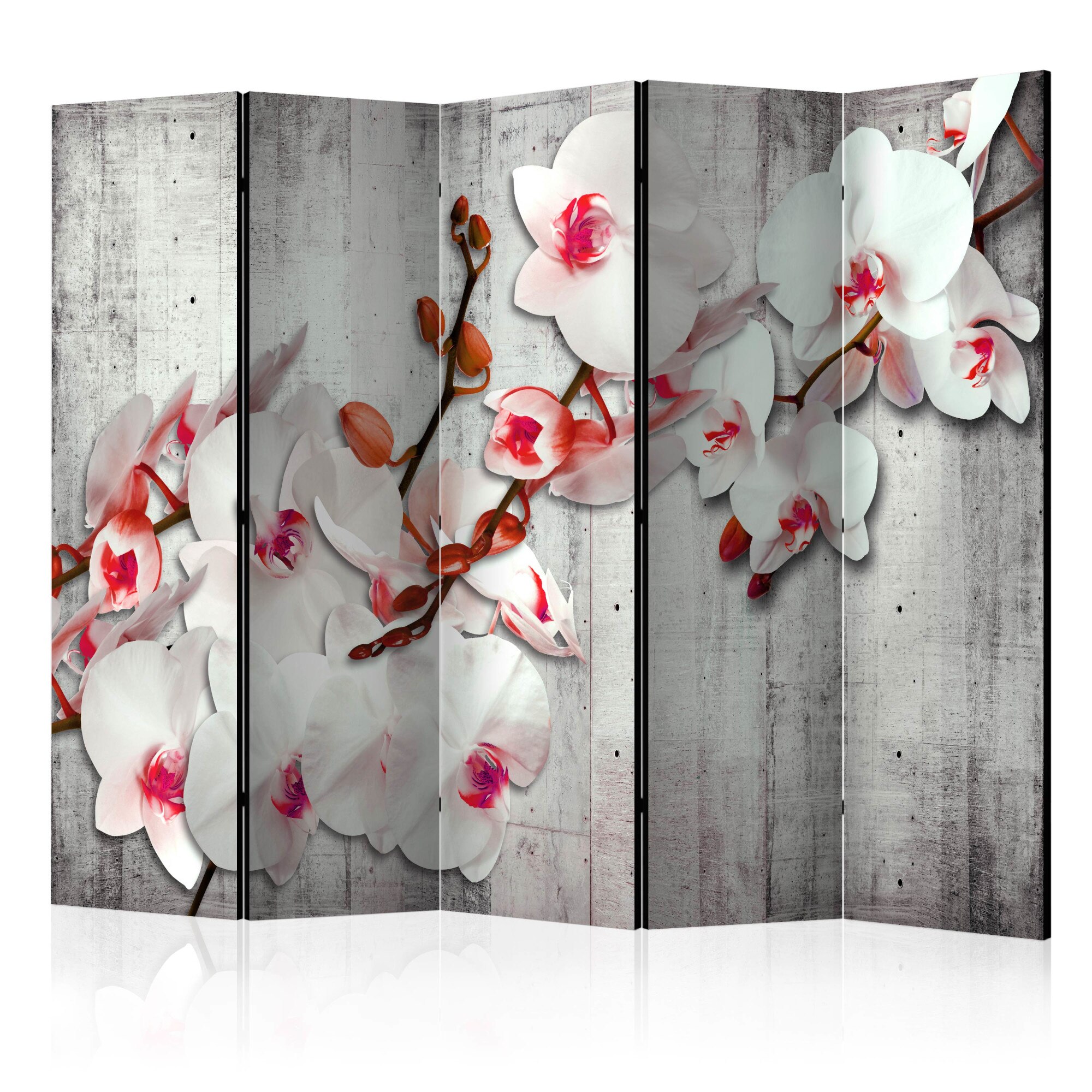 Paravan din 5 parti - Concrete Orchid II - 225x172cm
