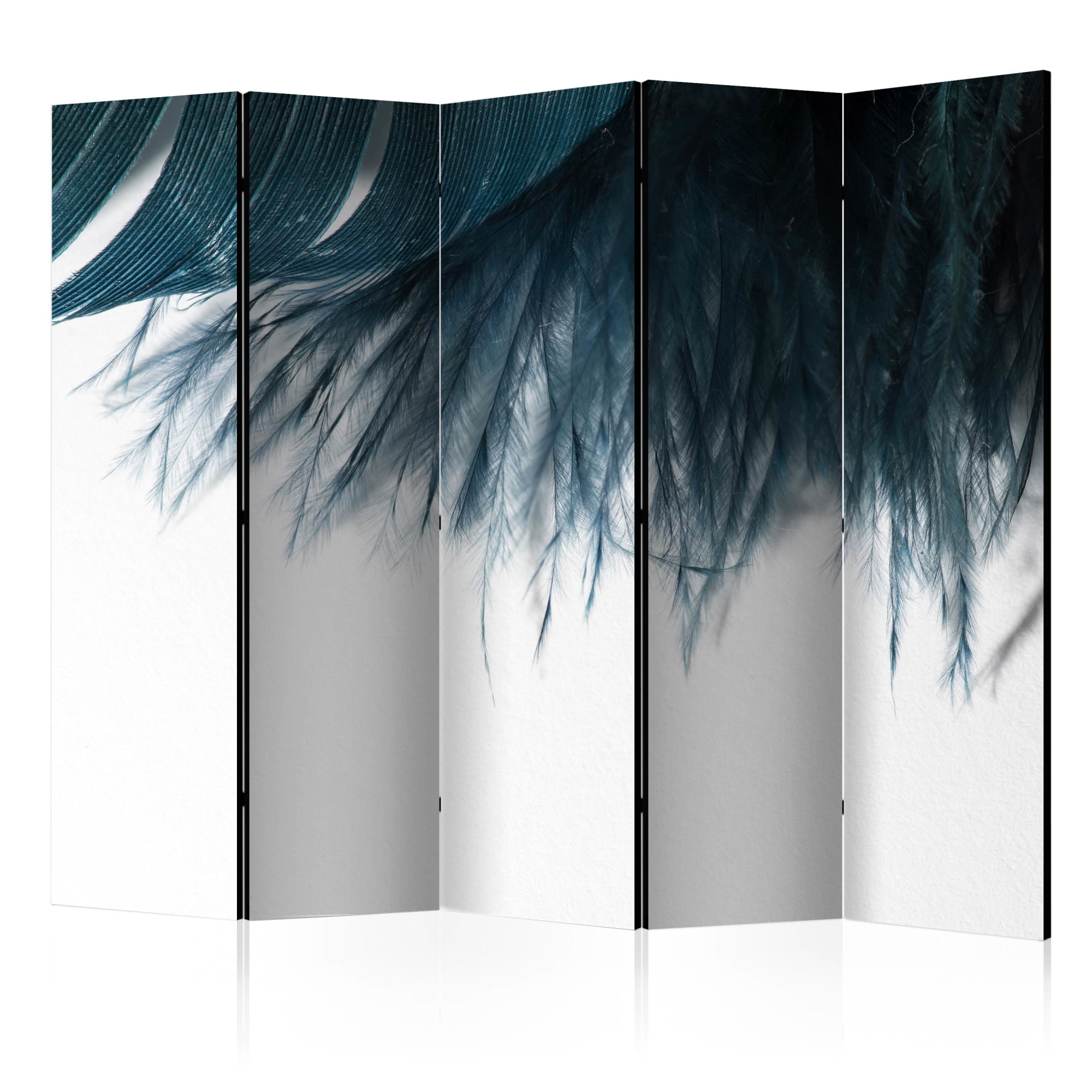Paravan din 5 parti - Dark Blue Feather II - 225x172cm