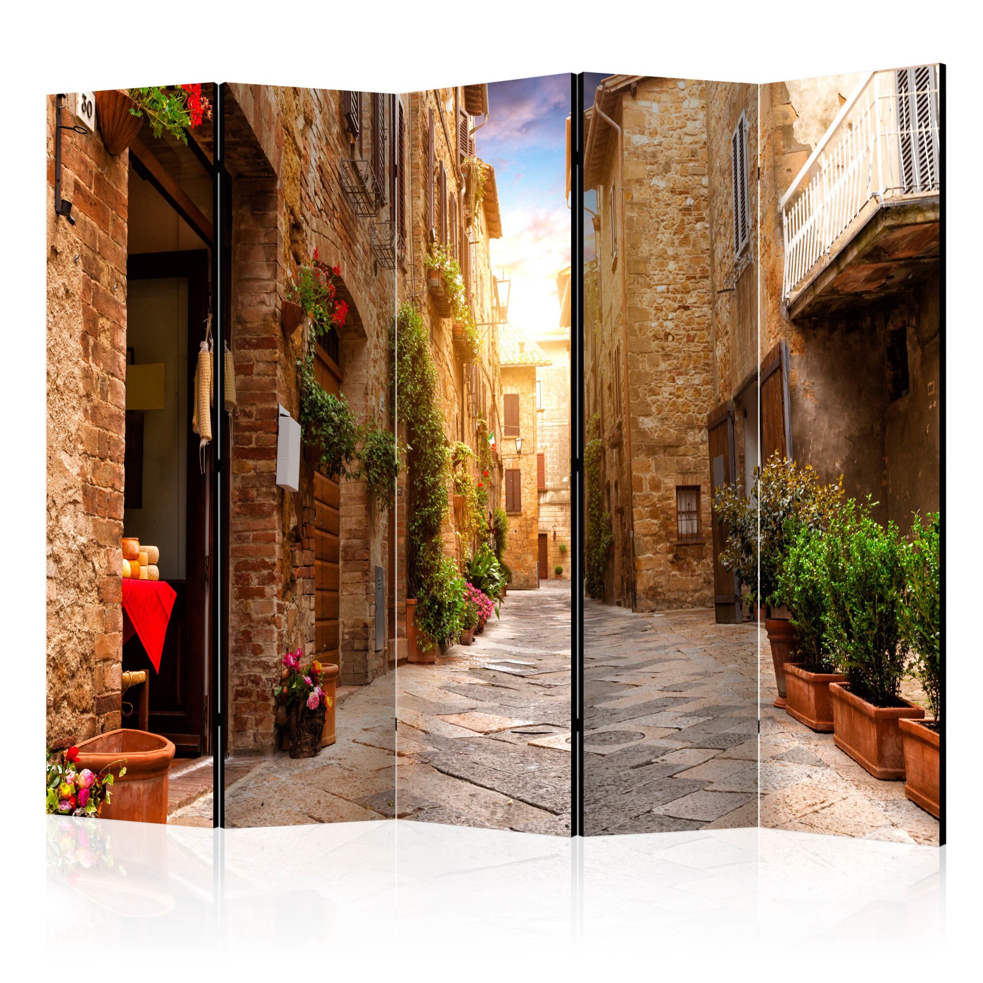 Paravan din 5 parti - Colourful Street in Tuscany II - 225x172cm