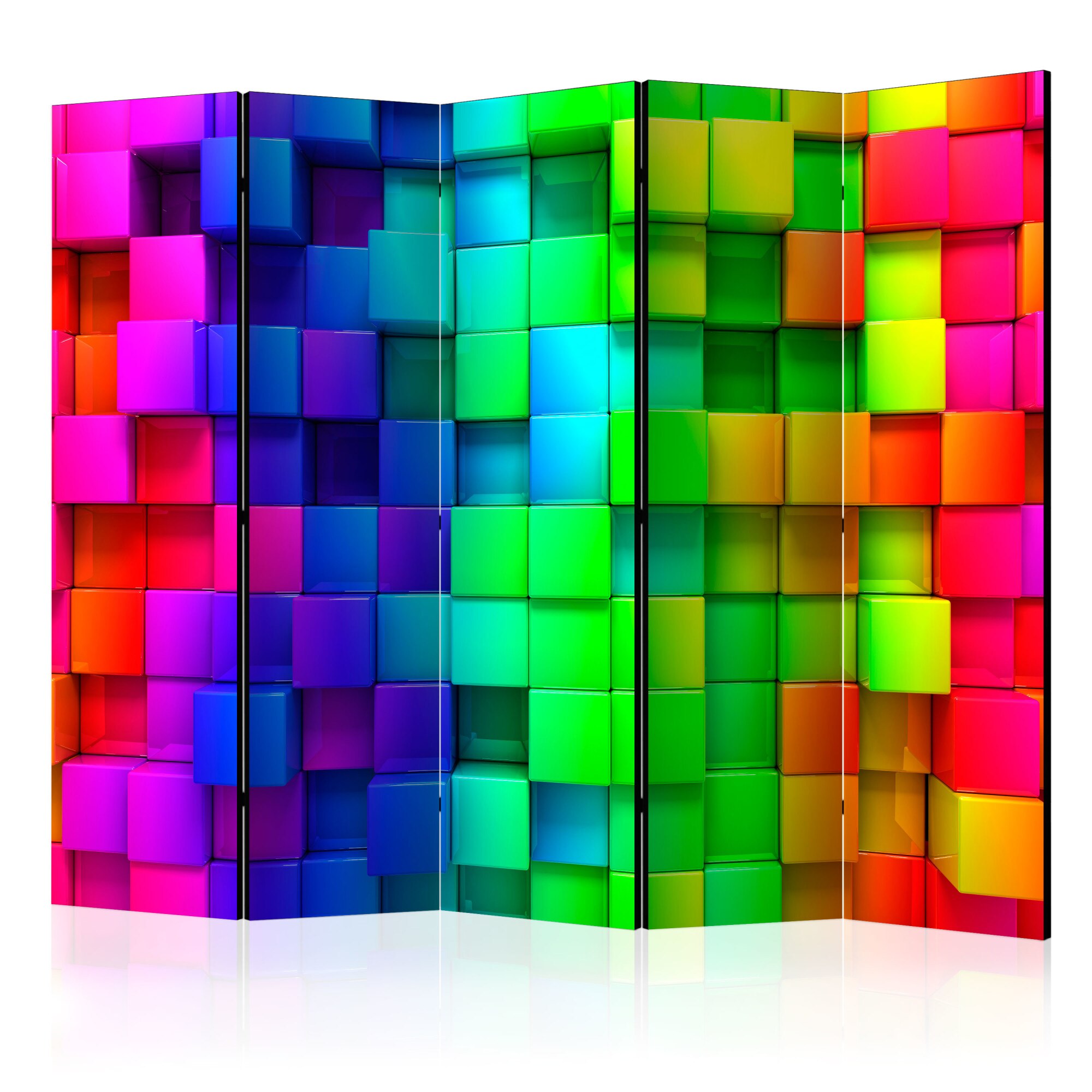 Paravan din 5 parti - Colourful Cubes II - 225x172cm