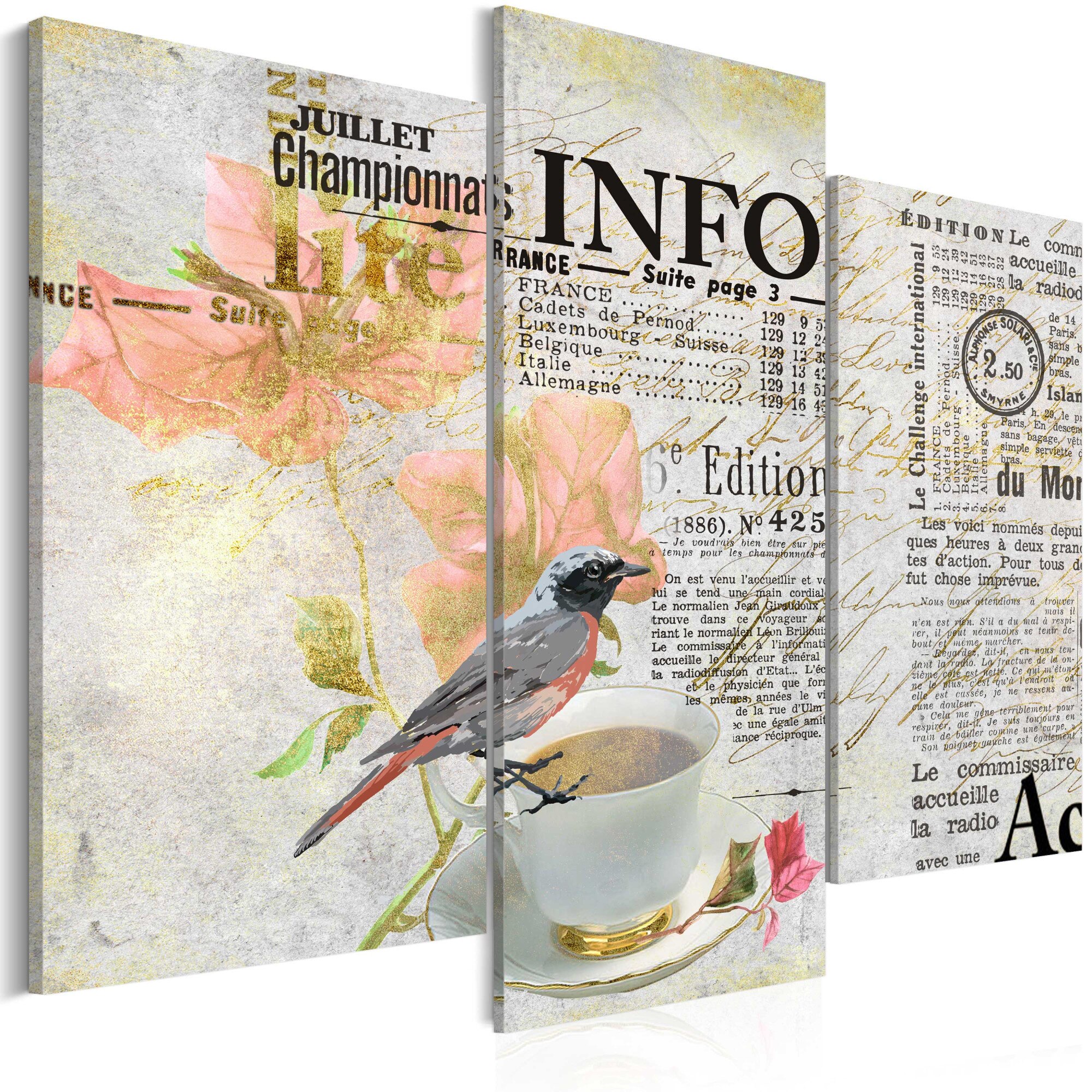 Tablou canvas 3 piese - Ziarul de dimineata - 60x50 cm