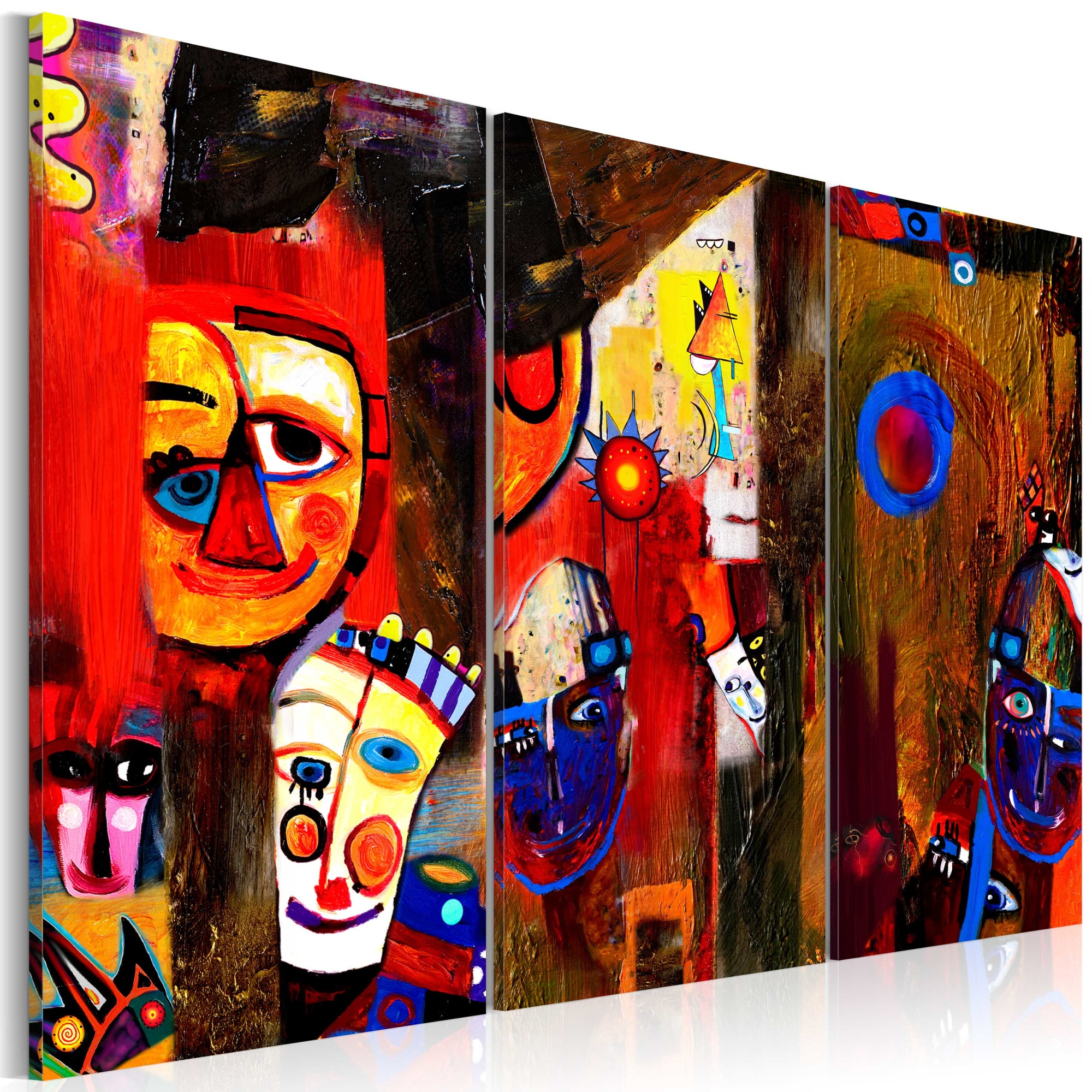 Tablou pictat manual - Carnavalul abstract - 3 piese - 120 x 80 cm