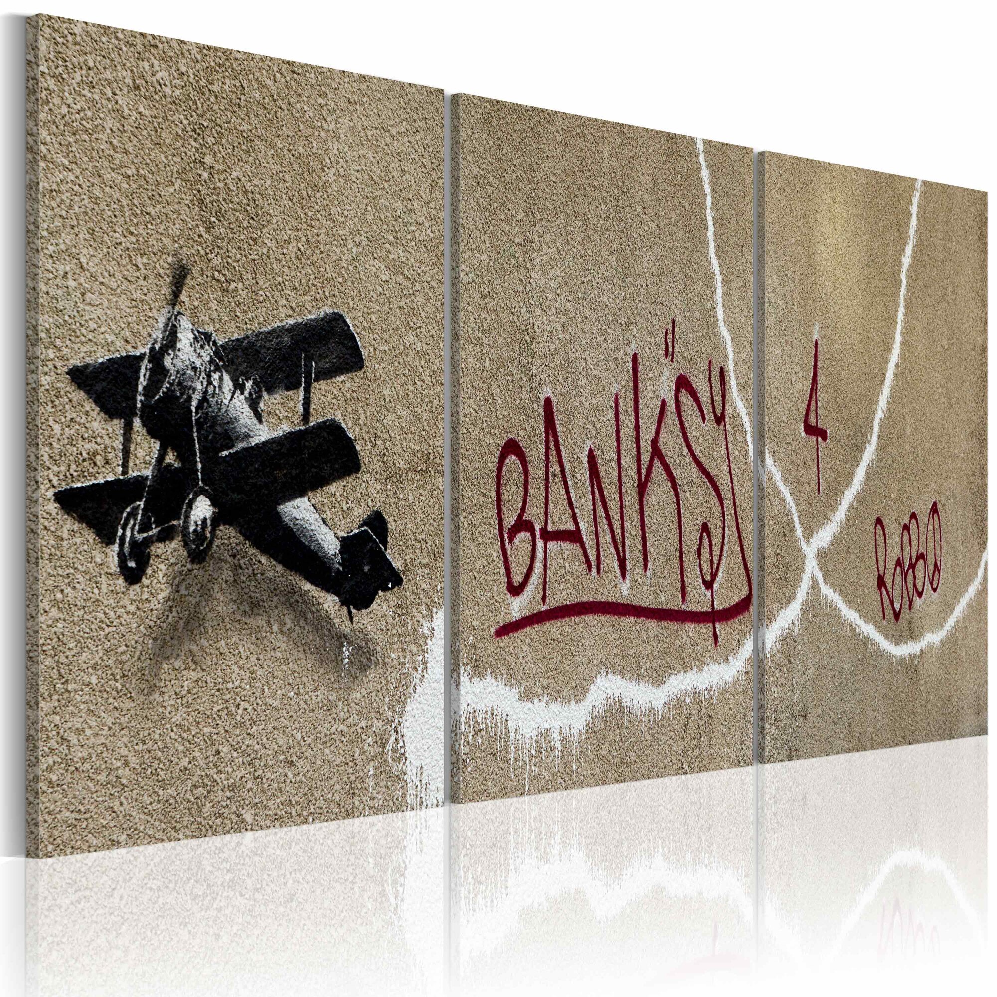 Tablou canvas 3 piese - Avion (Bansk) - 60x30 cm