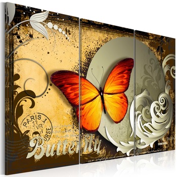 Tablou canvas 3 piese - Zborul unui fluture - 120x80 cm Tablou canvas 3 piese - Zborul unui fluture - 120x80 cm