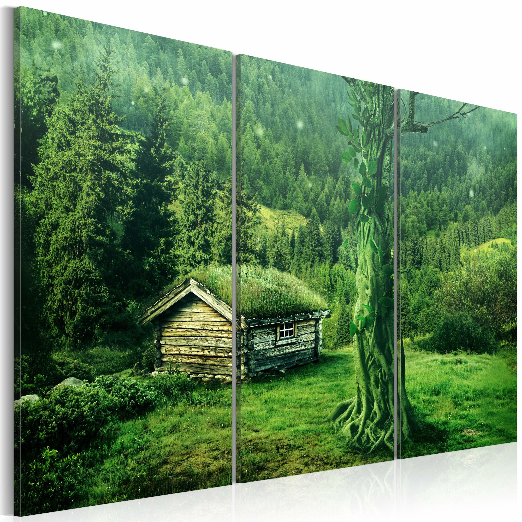 Tablou canvas 3 piese - Ecosistemele forestiere - 60x40 cm