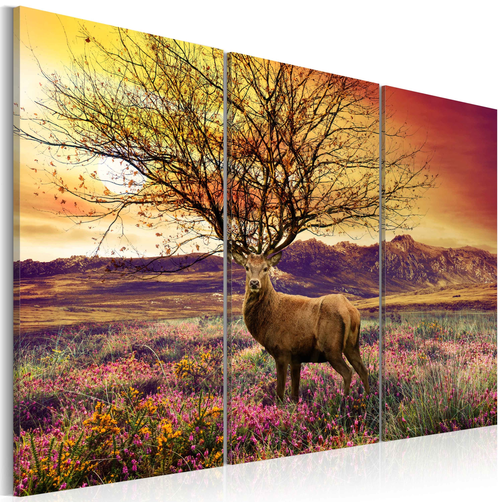 Tablou canvas 3 piese - Fusta triptic din coarne - 120x80 cm