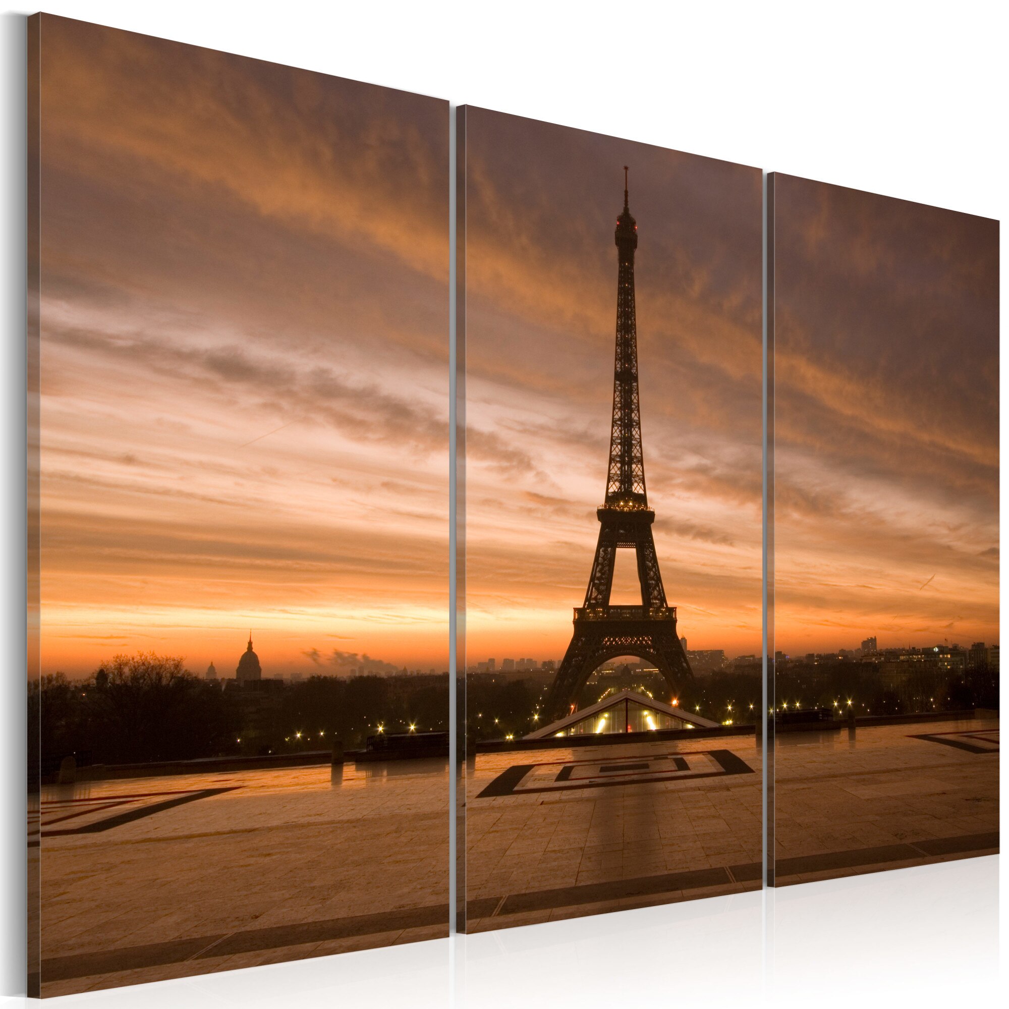Tablou canvas 3 piese - Turnul Eiffel la amurg - 120x80 cm