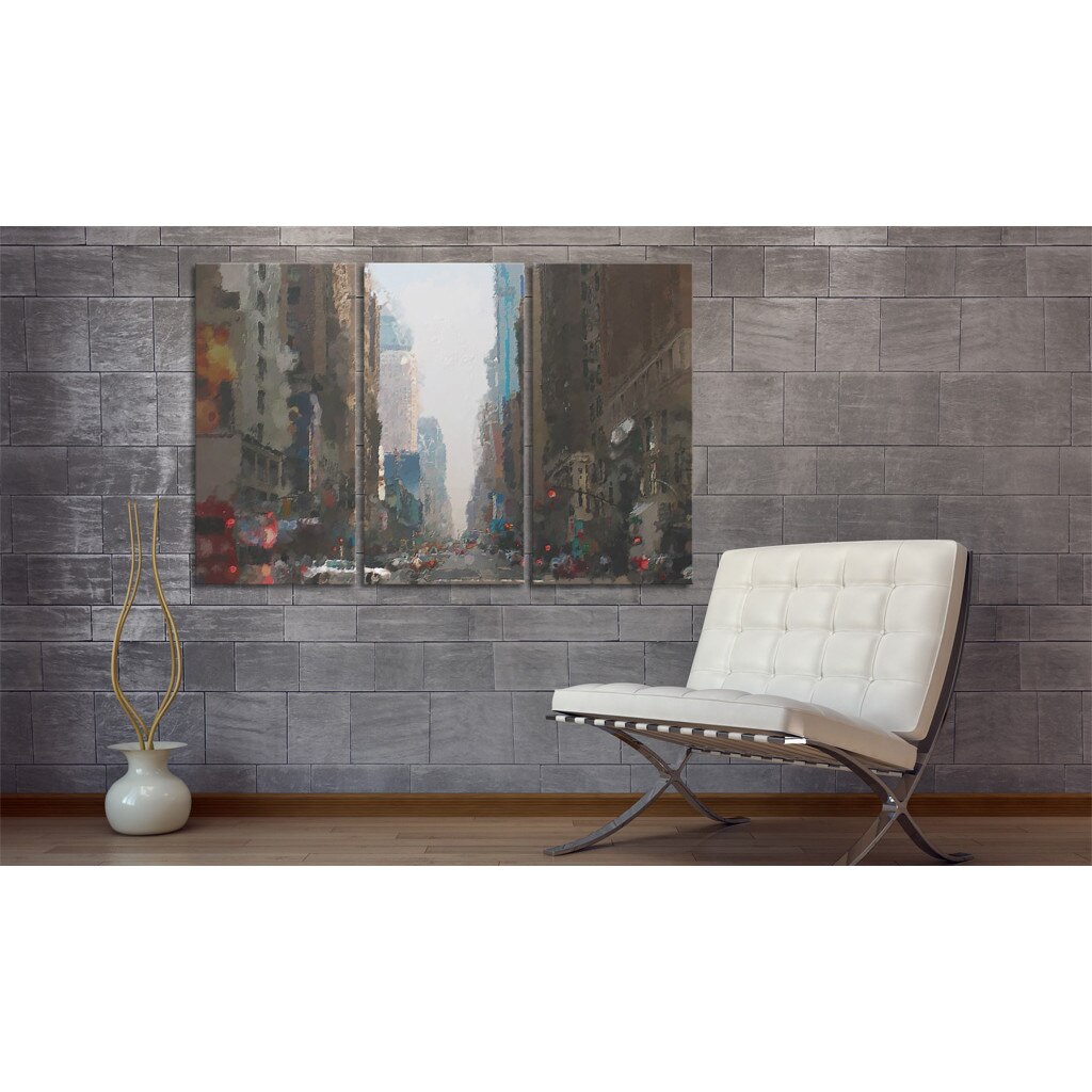 Tablou canvas 3 piese - Orasul Intunecat In spatele paharului - 60x40 cm