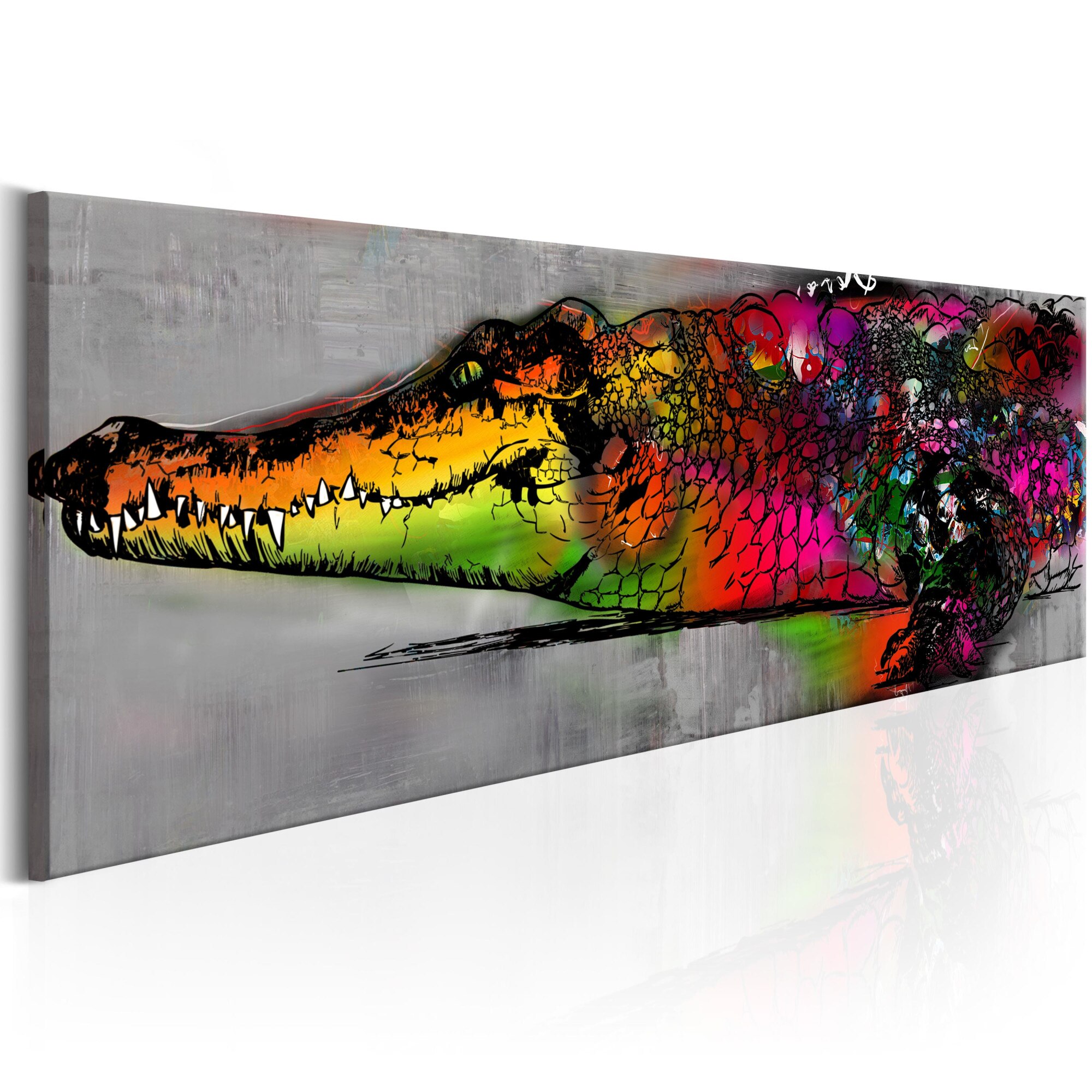 Tablou canvas - Colorat Alligator - 150x50 cm