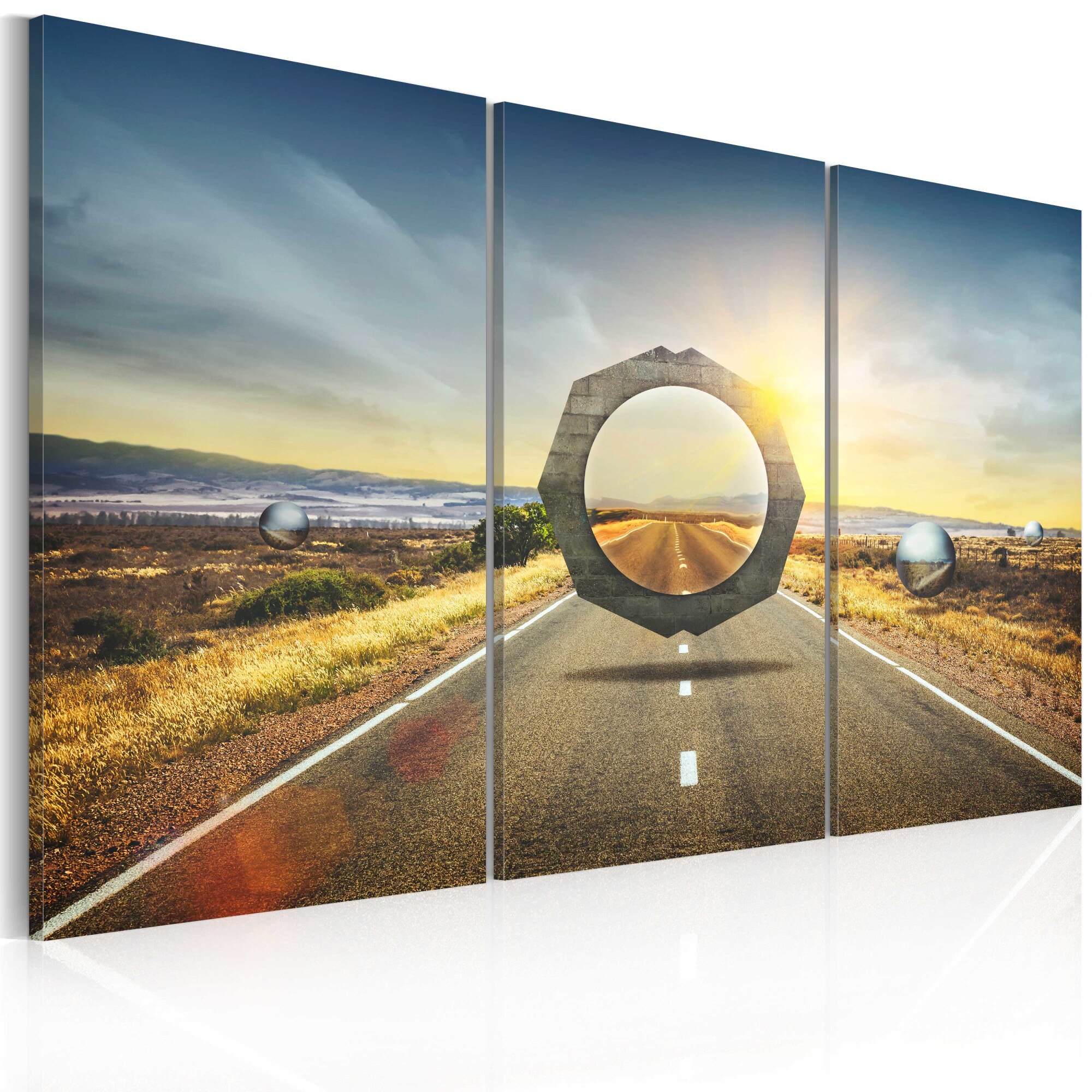 Tablou canvas 3 piese - Mirajul strazii - 60x40 cm