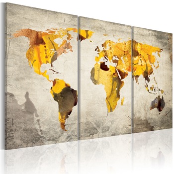 Tablou canvas 3 piese - Sunny triptych pe continente - 60x40 cm Tablou canvas 3 piese - Sunny triptych pe continente - 60x40 cm