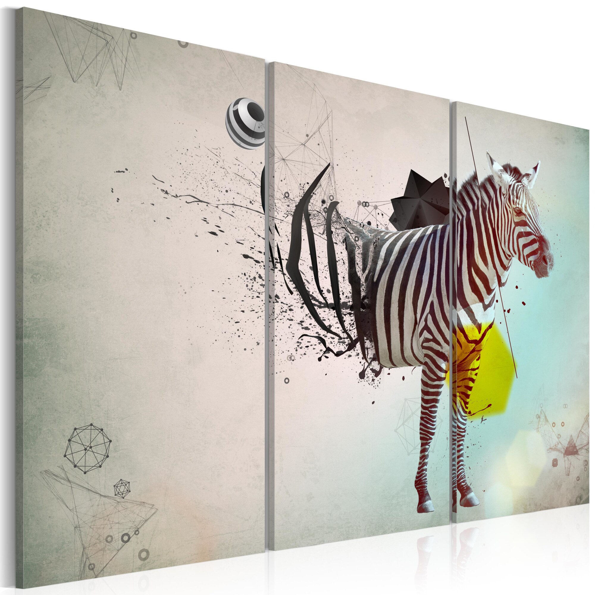 Tablou canvas 3 piese - Zebra abstract - 60x40 cm