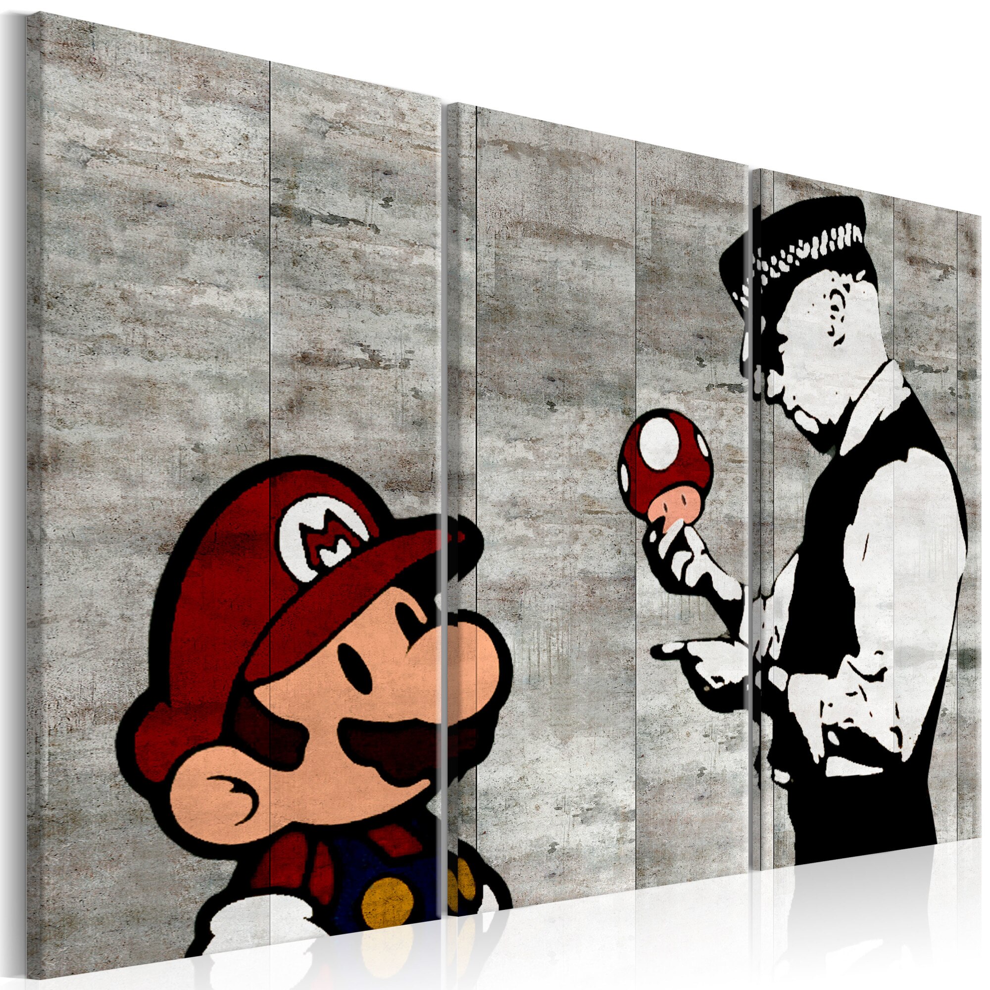 Tablou canvas 3 piese - Banksy: Mario Bros - 90x60 cm