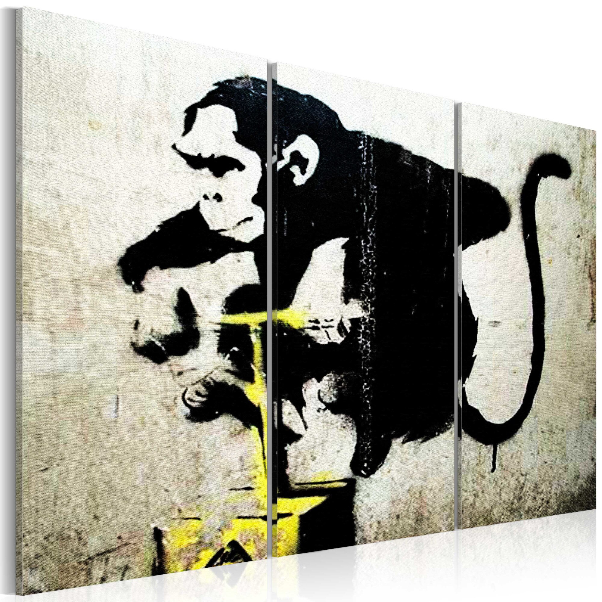 Tablou canvas 3 piese - Monkey TNT Detonator de Banksy - 120x80 cm