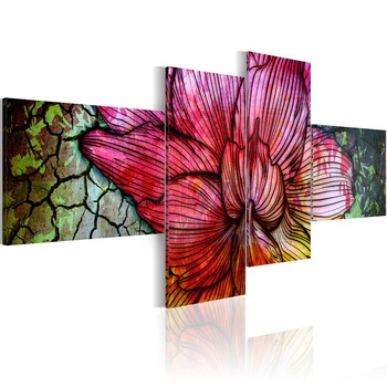 Tablou canvas 4 piese - Floare cu flori de flori - 100x45 cm