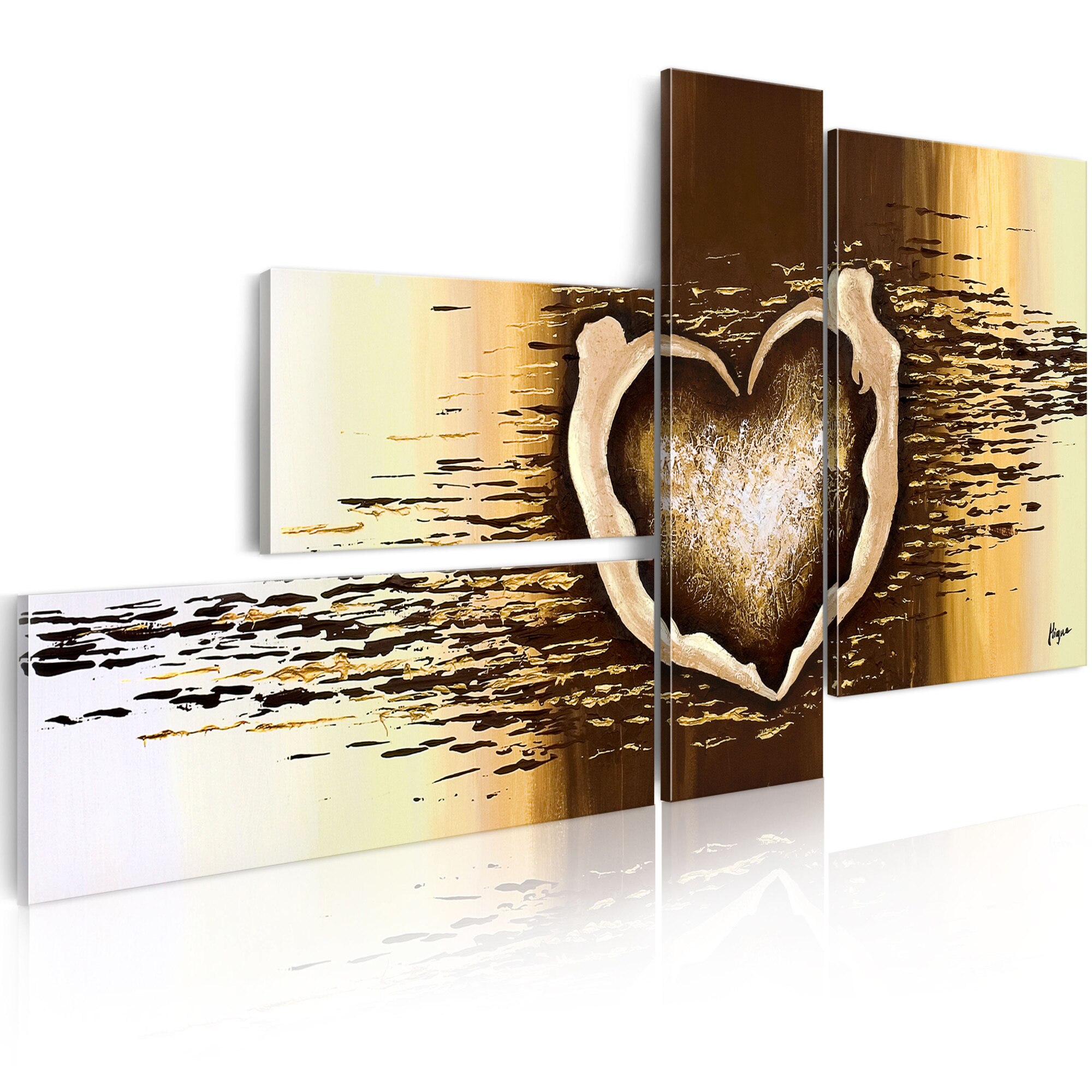 Tablou pictat manual - Dragostea - 4 piese - 120 x 60 cm