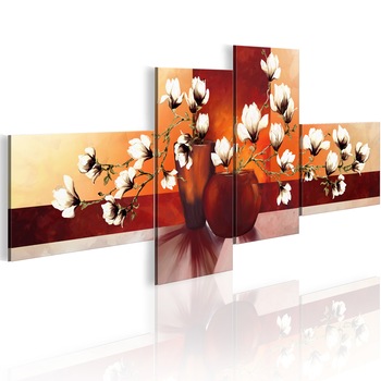 Tablou canvas 4 piese - Impresia Magnoliei - 200x90 cm Tablou canvas 4 piese - Impresia Magnoliei - 200x90 cm