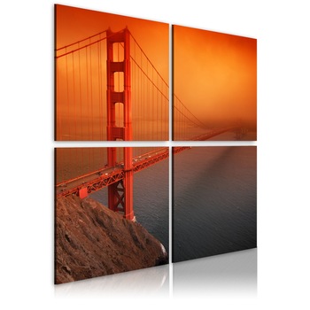 Tablou canvas 4 piese - San Francisco Podul Golden Gate - 40x40 cm Tablou canvas 4 piese - San Francisco Podul Golden Gate - 40x40 cm