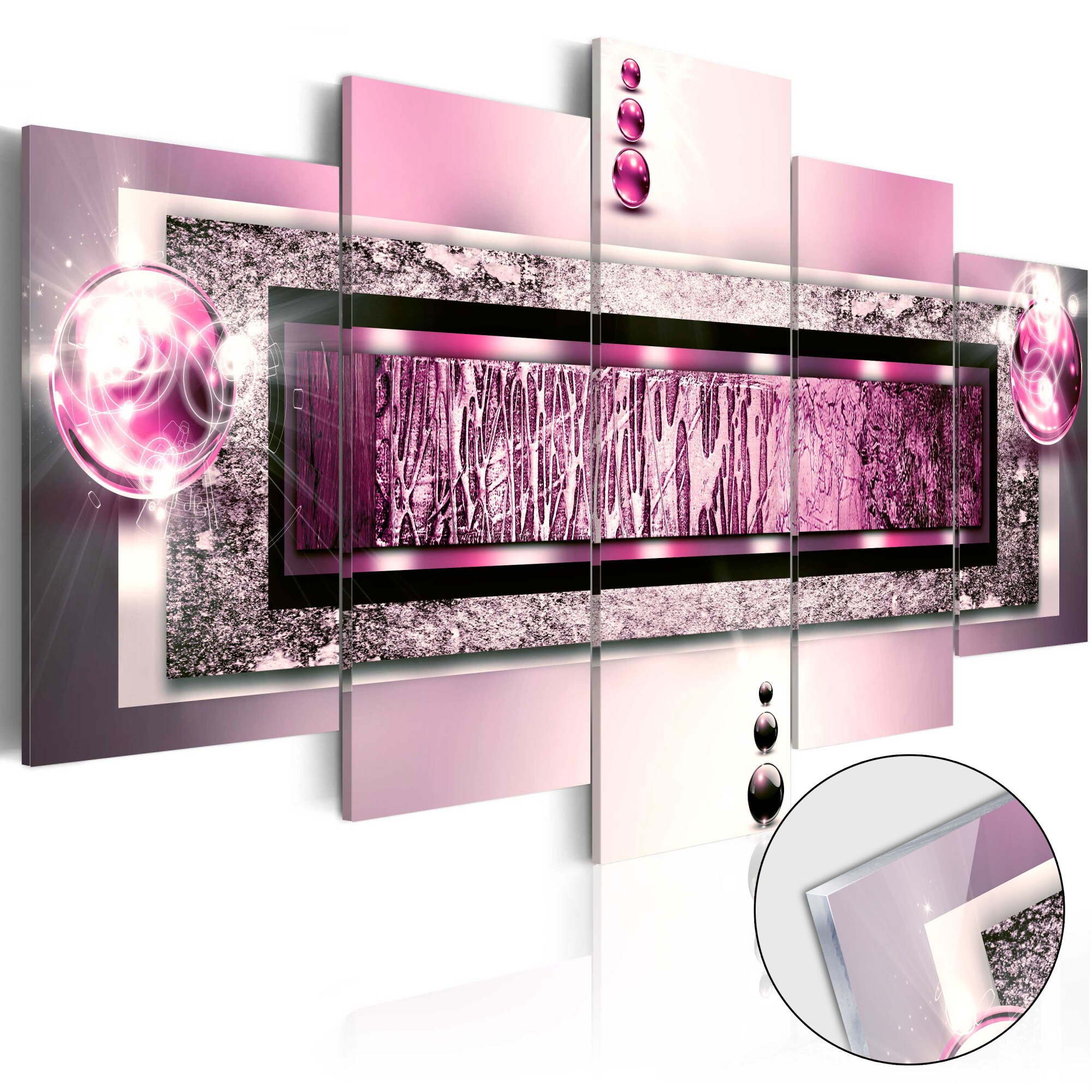 Imagine pe sticla acrilica - Cyclamen Dream - Tablou 5 piese - 100 x 50 cm