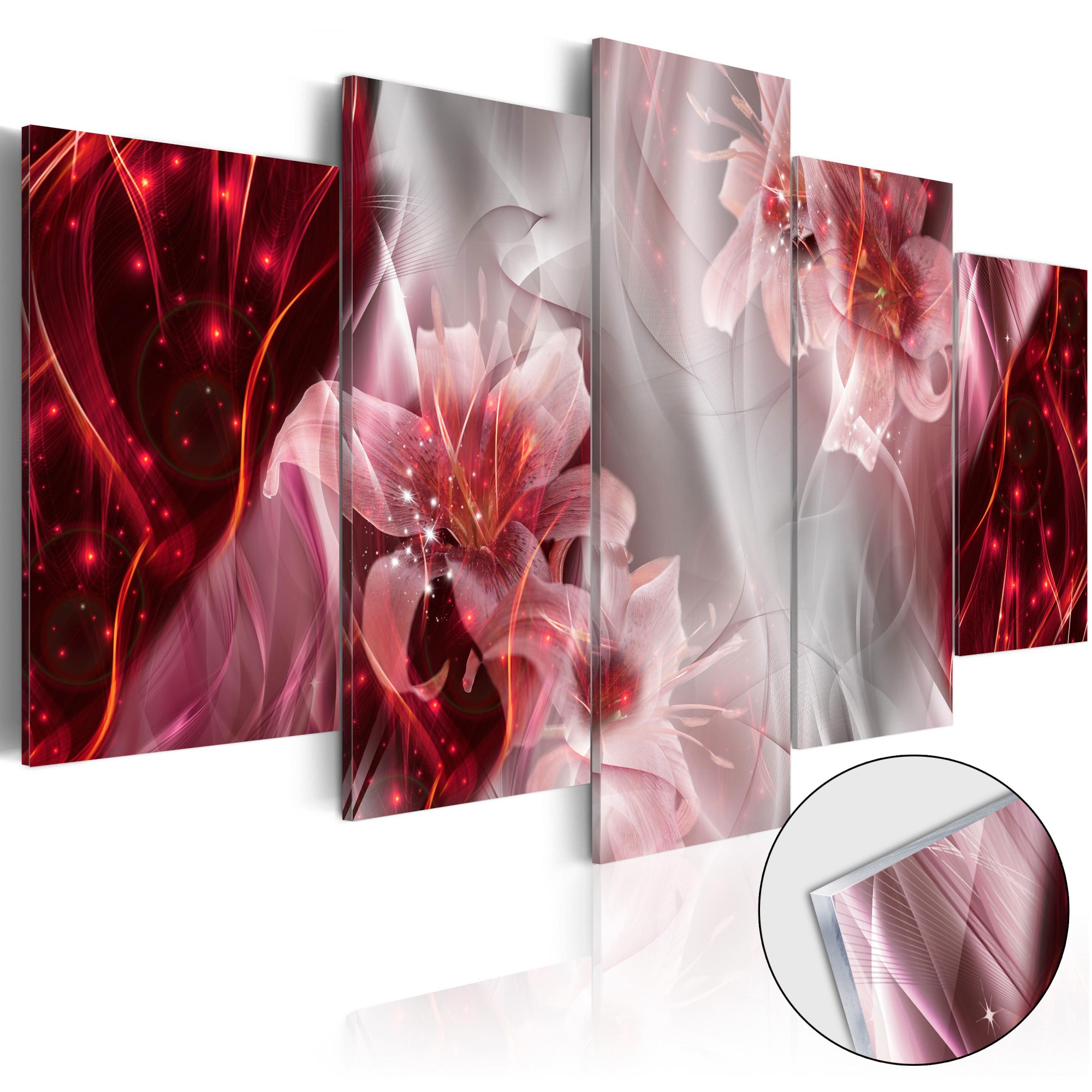 Imagine pe sticla acrilica - Incarnadine Comet - Tablou 5 piese - 100 x 50 cm