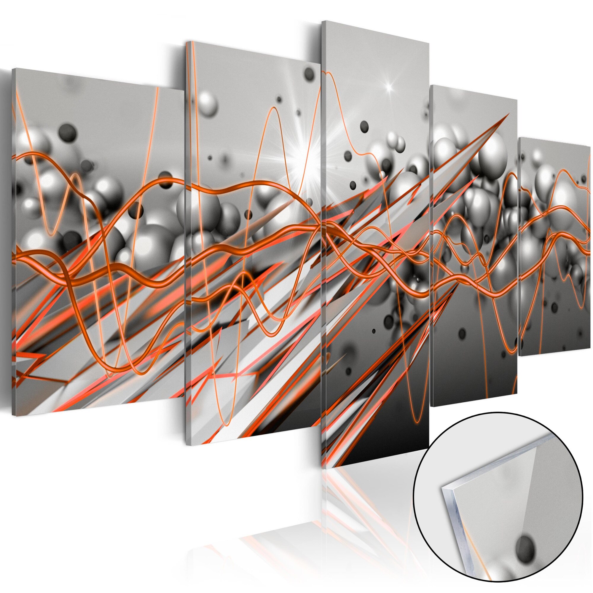 Imagine pe sticla acrilica - Orange Stream - Tablou 5 piese - 100 x 50 cm